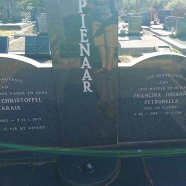 PIENAAR Hendrik Christoffel Marais 1903-1977 &amp; Francina Johanna Petronella DU PLESSIS 1908-1981