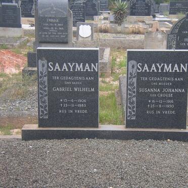 SAAYMAN Gabriel Wilhelm 1906-1983 &amp; Susanna Johanna CROUSE 1916-1950