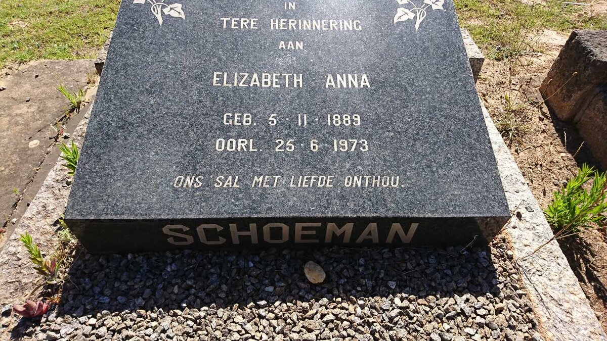 SCHOEMAN Elizabeth Anna 1889-1973