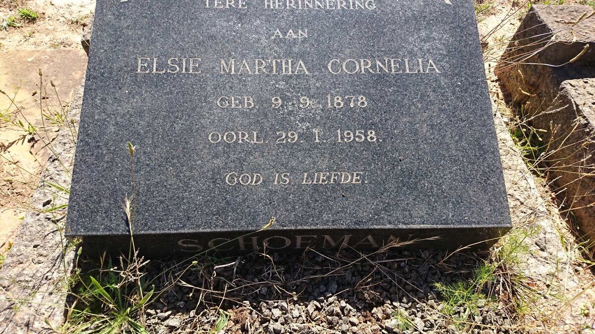 SCHOEMAN Elsie Martha Cornelia 1878-1958