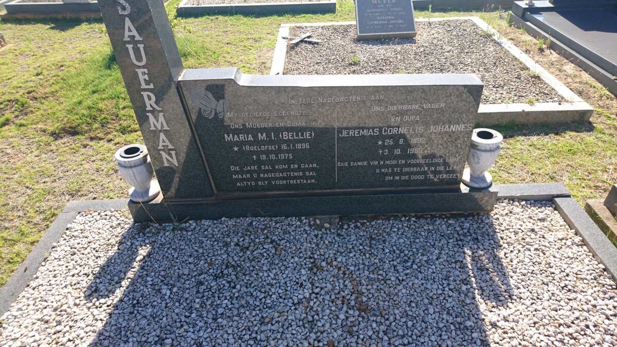 SAUERMAN Jeremias Cornelis Johannes 1892-1983 &amp; Maria M.I. ROELOFSE 1896-1975