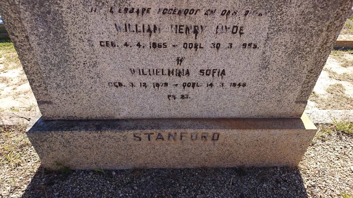 STANFORD William Henry Hyde 1865-1955 &amp; Wilhelmina Sofia 1879-1946