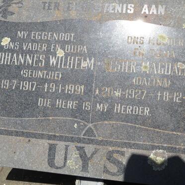 UYS Johannes Wilhelm 1917-1991 &amp; Hester Magdalena 1927-199?