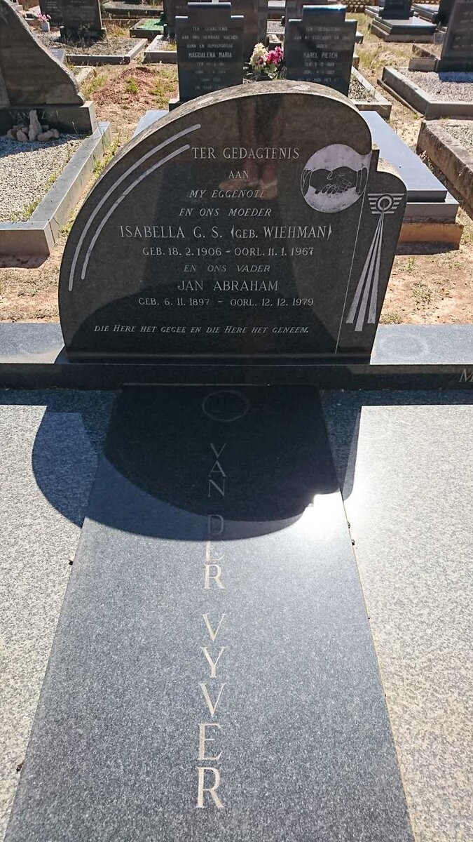VYVER Jan Abraham, van der 1897-1979 &amp; Isabella G.S. WIEHMAN 1906-1967