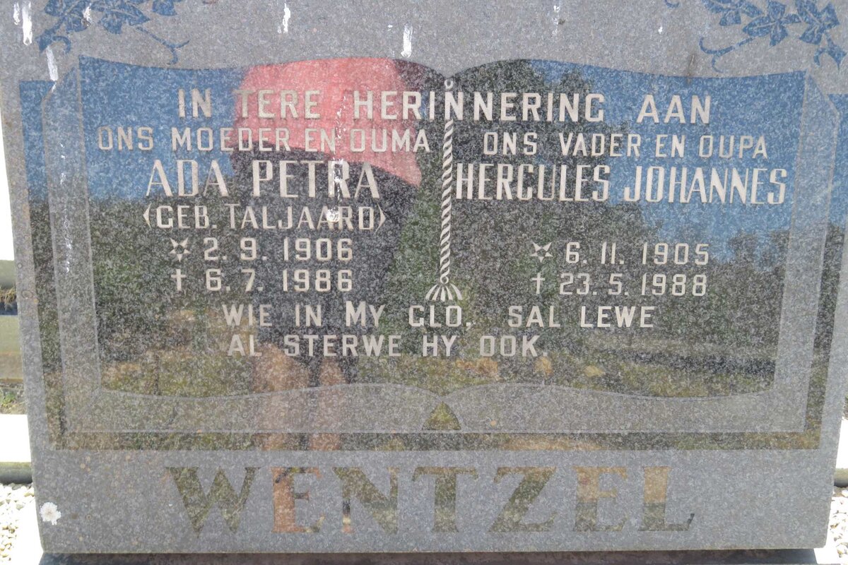 WENTZEL Hercules Johannes 1905-1988 &amp; Ada Petra TALJAARD 1906-1986