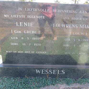 WESSELS Louwrens Marthinus 1895-1973 &amp; Lenie GREBE 1892-1970