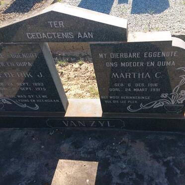 ZYL Frederik J., van 1893-1975 &amp; Martha C. 1916-1991