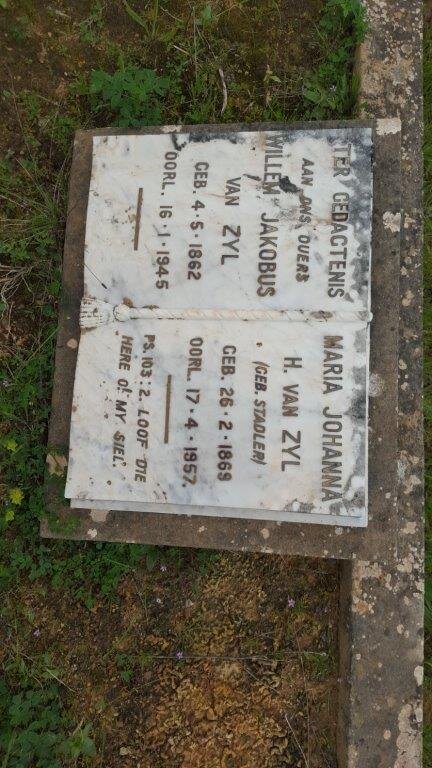 ZYL Willem Jakobus, van 1862-1945 &amp; Maria Johanna H. STADLER 1869-1957