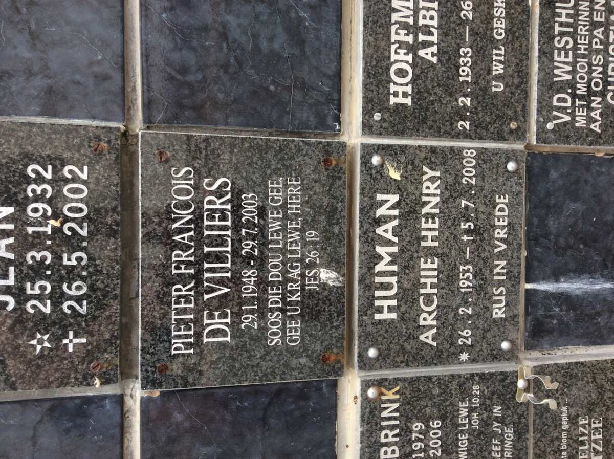 VILLIERS Pieter Francois, de 1948-2003 :: HUMAN Archie Henry 1953-2008