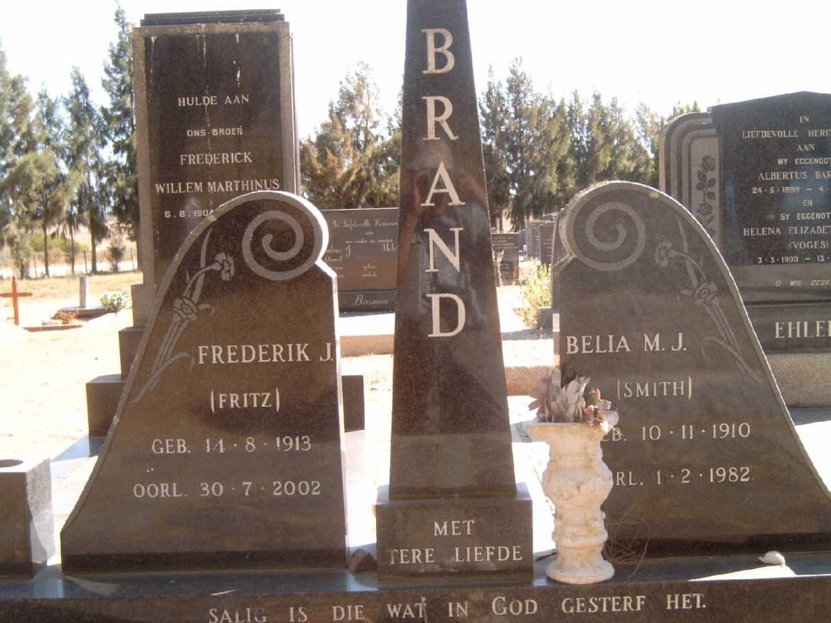 BRAND Frederik J. 1913-2002 &amp; Belia M.J. SMITH 1910-1982