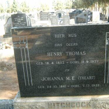 HITCHCOCK Henry Thomas 1853-1937 &amp; Johanna M.E. THEART 1861-1952