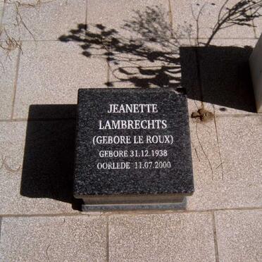 LAMBRECHTS Jeanette nee LE ROUX 1938-2000