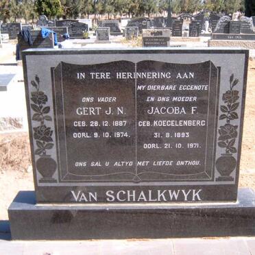 SCHALKWYK Gert J.N., van 1887-1974 &amp; Jacoba F. KOEGELENBERG 1893-1971