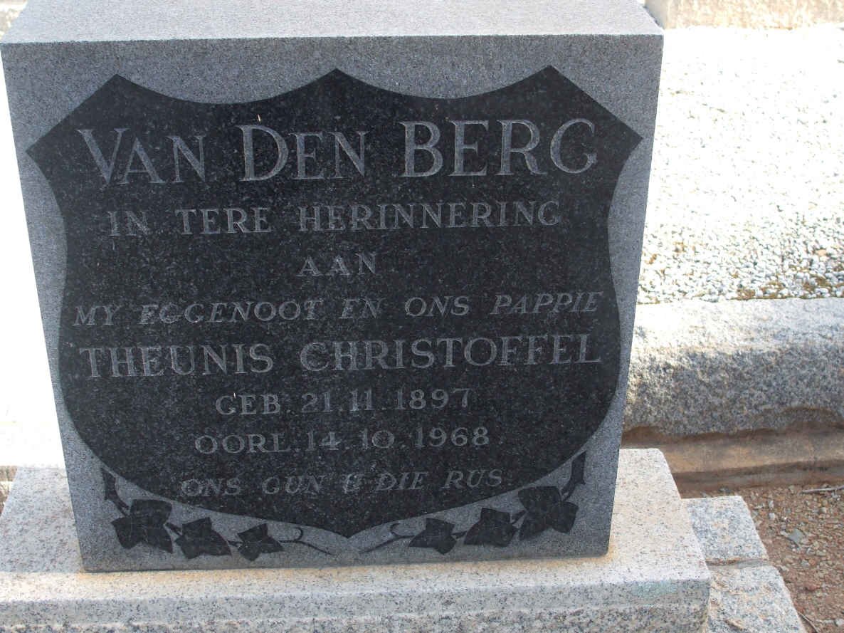BERG Theunis Christoffel, van den 1897-1968