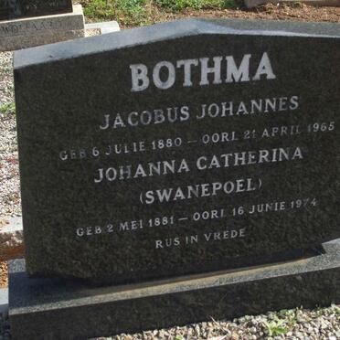 BOTHMA Jacobus Johannes 1880-1965 &amp; Johanna Catherina SWANEPOEL 1881-1974
