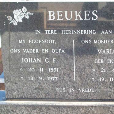 BEUKES Johan C.F. 1891-1977 &amp; Maria D. EKSTEEN 1913-1986