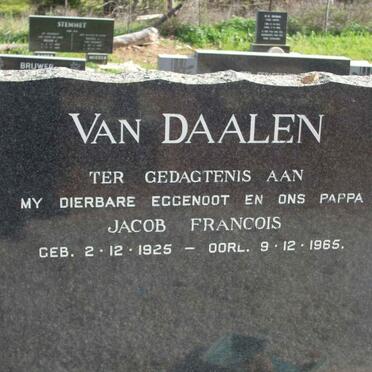 DAALEN Jacob Francois, van 1925-1965
