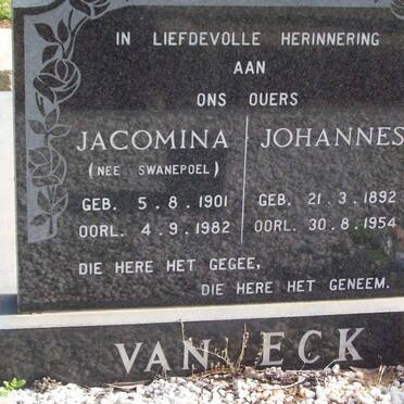 ECK Johannes, van 1892-1954 &amp; Jacomina SWANEPOEL 1901-1982