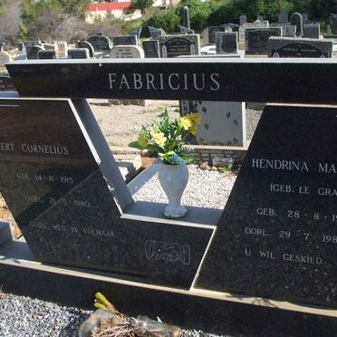 FABRICIUS Gert Cornelius 1915-1980 &amp; Hendrina Margaretha LE GRANGE 1917-1982