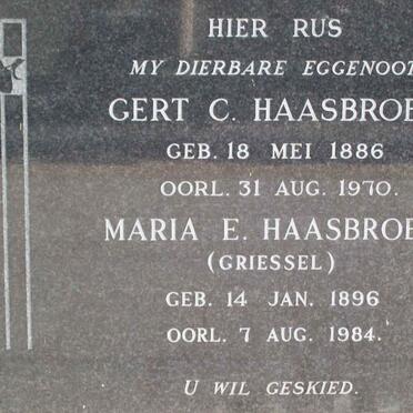 HAASBROEK Gert C. 1886-1970 &amp; Maria E. GRIESSEL 1896-1984