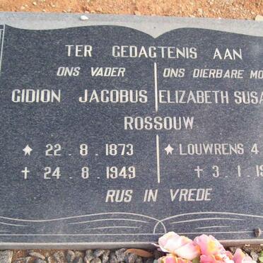ROSSOUW Gidion Jacobus 1873-1949 &amp; Elizabeth Susara C. LOUWRENS 1884-1956