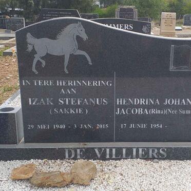 VILLIERS Izak Stefanus, de 1940-2015 &amp; Hendrina Johanna Jacoba SUMMERS 1954-