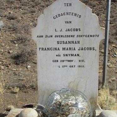 JACOBS Susannah Francina Maria nee SNYMAN 1851-1915