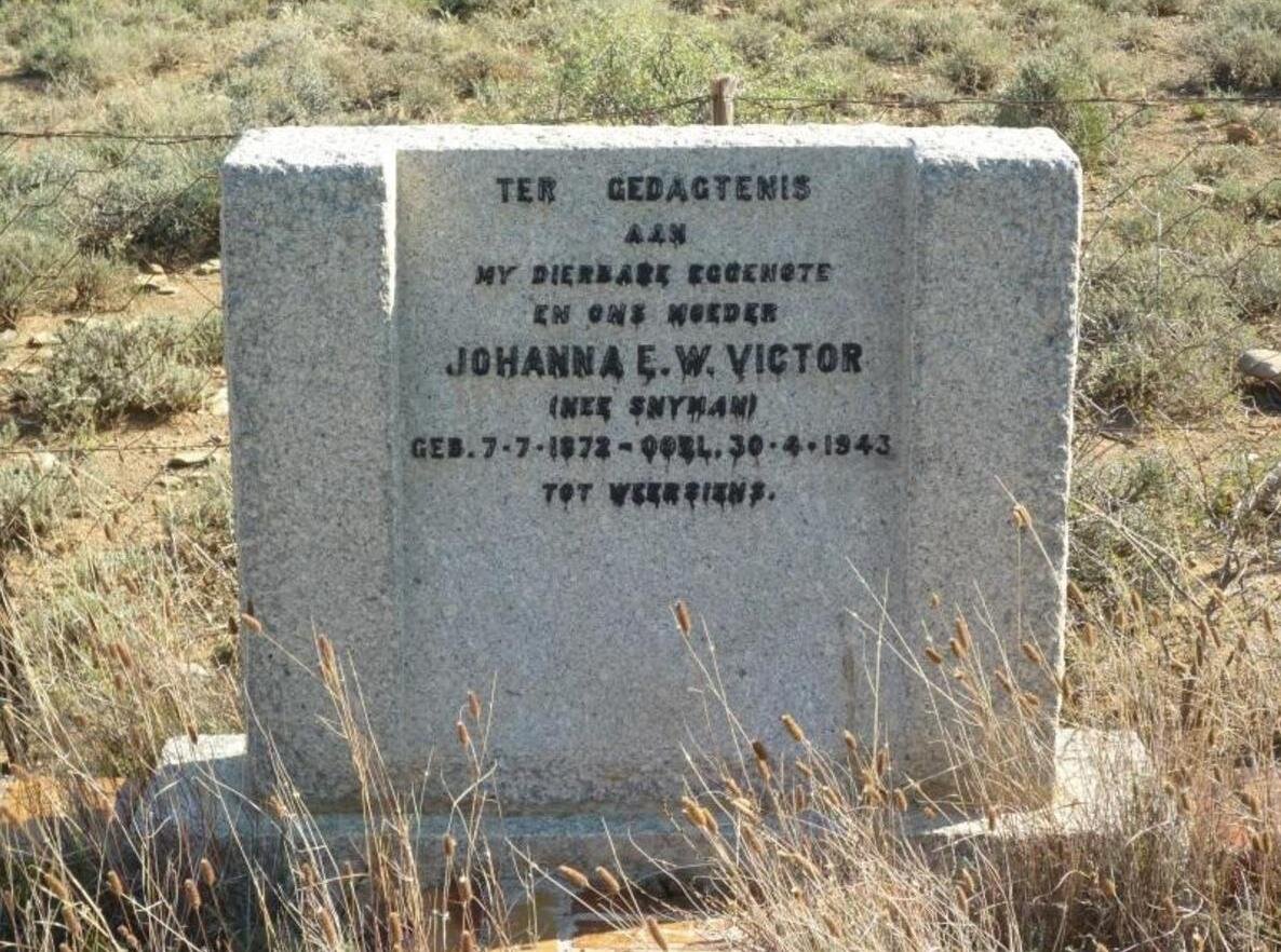 VICTOR Johanna E. W. nee SNYMAN 1872-1943