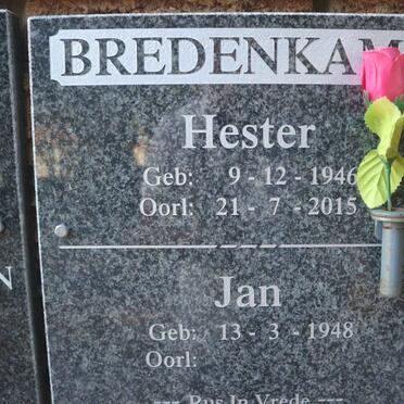 BREDENKAMP Jan 1948- &amp; Hester 1946-2015