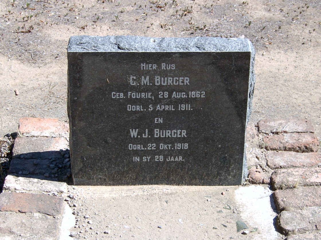 BURGER W.J. -1918  :: BURGER  C.M. nee  FOURIE 1862-1911