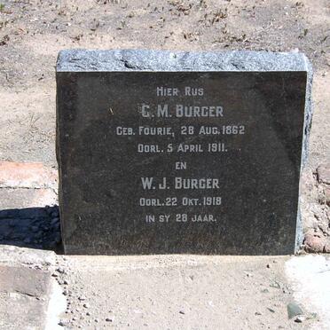 BURGER W.J. -1918  :: BURGER  C.M. nee  FOURIE 1862-1911