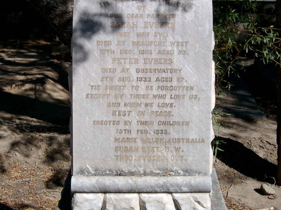 EYBERS Peter -1932 &amp; Sarah VAN ZYL -1902