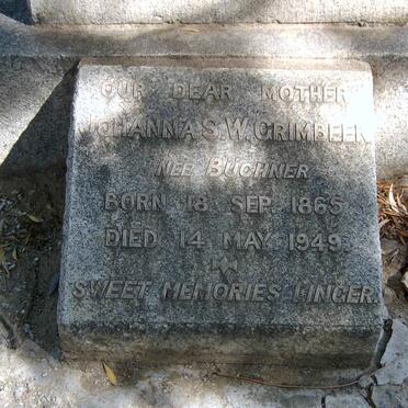 GRIMBEEK Johanna S.W. nee BUCHNER 1865-1949