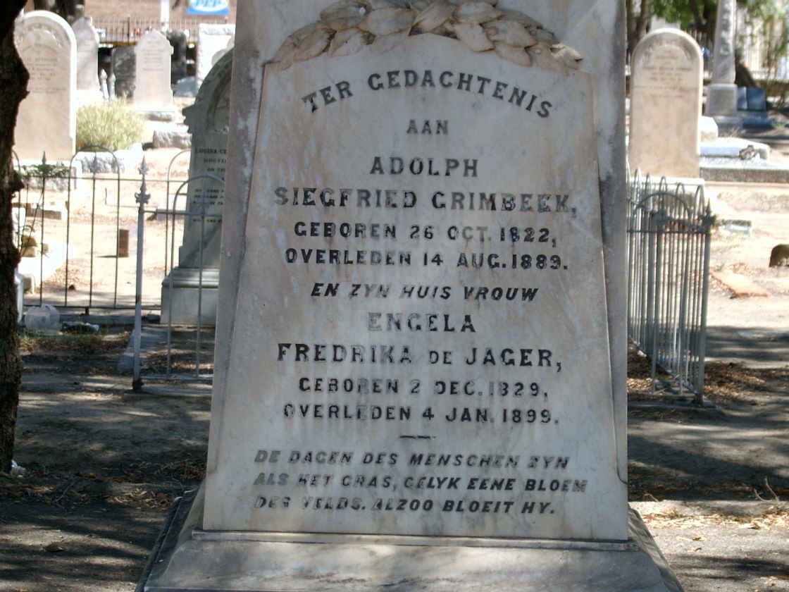GRIMBEEK Siegfried 1822-1889 &amp; Engela Fredrika DE JAGER 1829-1899