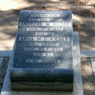 KIESER Andreas W. -1922 &amp; Anna M.C. KIESER -1946
