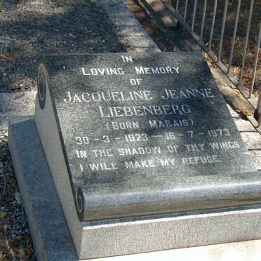 LIEBENBERG Jacqueline Jeanne nee MARAIS 1923-1973