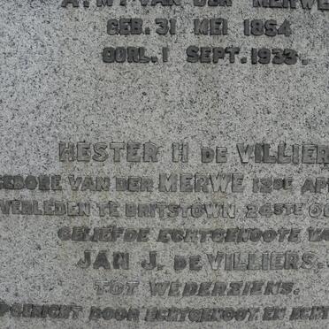 MERWE Barend Jacobus, van der 1851-1923 &amp; A.M. 1854-1933