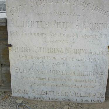 MEIRING Albertus Petrus 1791-1868 &amp; Jacoba Catharina DIETZ 1800-1869