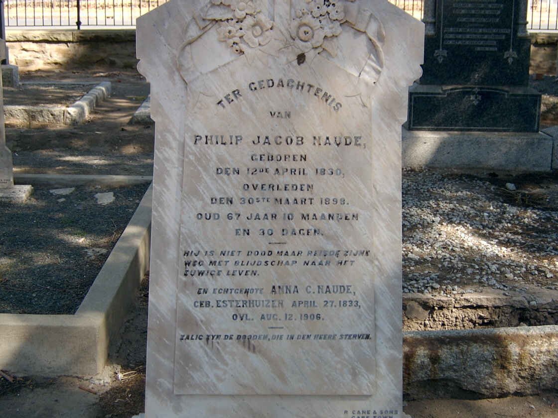 NAUDE Philip Jacob 1830-1898 &amp; Anna C. ESTERHUIZEN 1833-1906