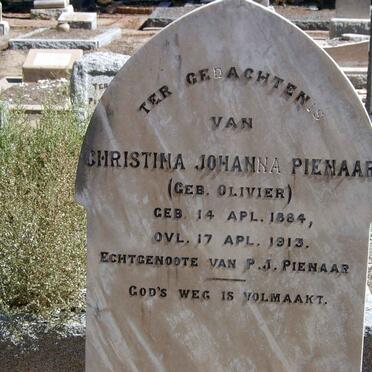 PIENAAR Christina Johanna nee OLIVIER 1884-1913