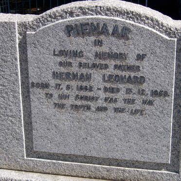 PIENAAR Herman Leonard 1882-1959