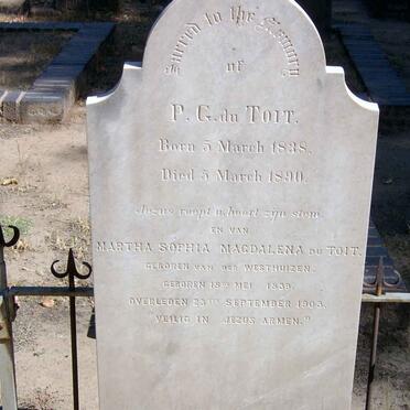 TOIT P.G., du 1838-1890 &amp; Martha Sophia Magdalena van der WESTHUIZEN 1839-1903