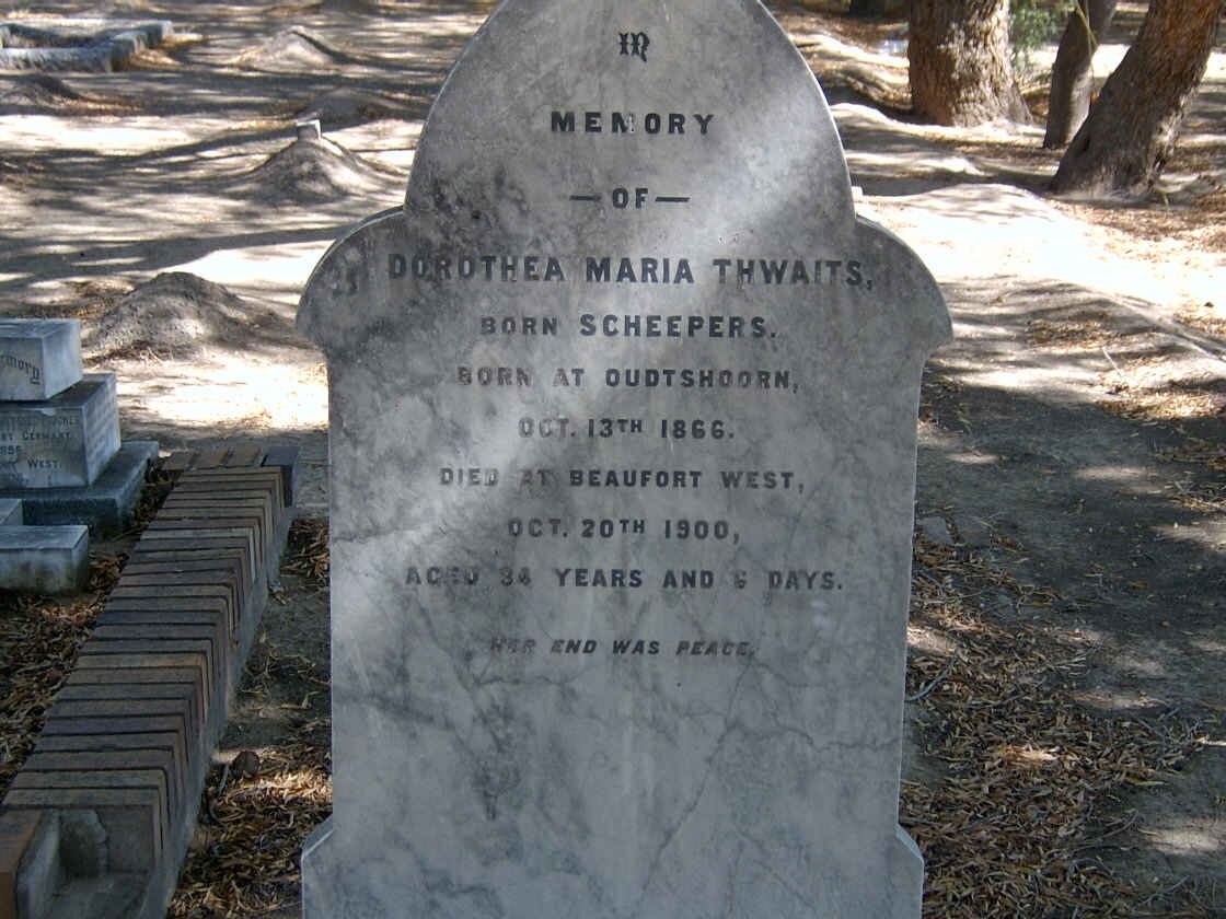 THWAITS Dorothea Maria nee SCHEEPERS 1866-1900
