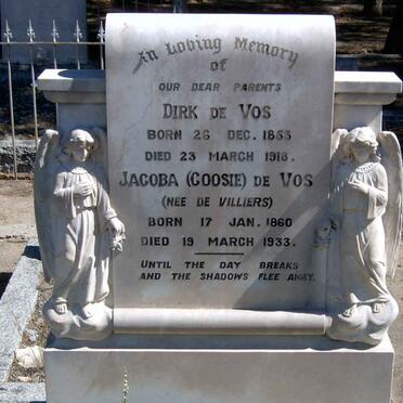 VOS Dirk, de 1853-1918 &amp; Jacoba DE VILLIERS 1860-1933