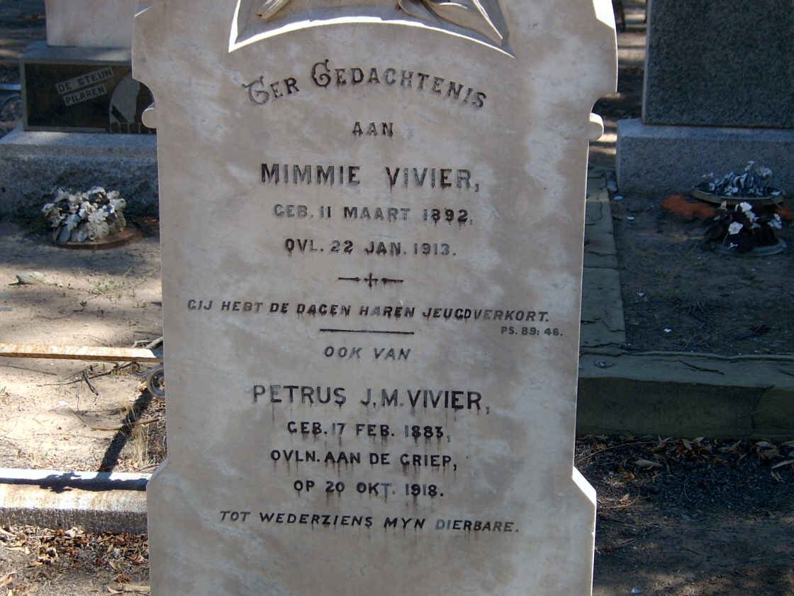 VIVIER Petrus J.M. 1883-1918 &amp; Mimmie 1892-1913