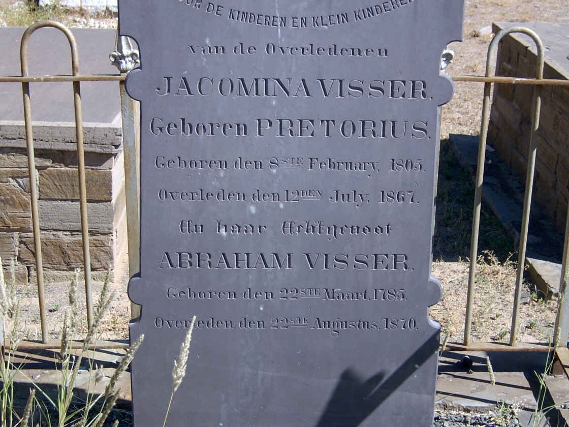 VISSER Abraham 1785-1870 &amp; Jacomina PRETORIUS 1805-1867