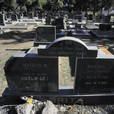 BRITS Mathys M. 1917-1981 &amp; Martha J. SWANEPOEL 1905-1976