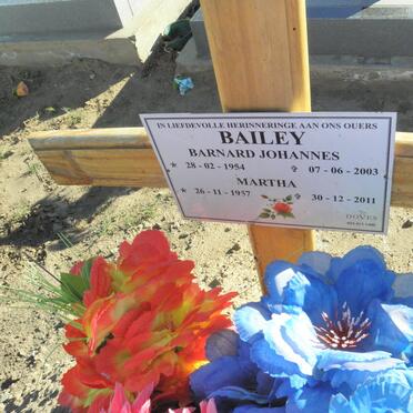 BAILEY Barnard Johannes 1954-2003 &amp; Martha 1957-2011