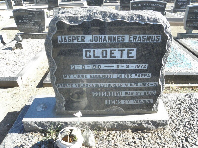 CLOETE Jasper Johannes Erasmus 1910-1972