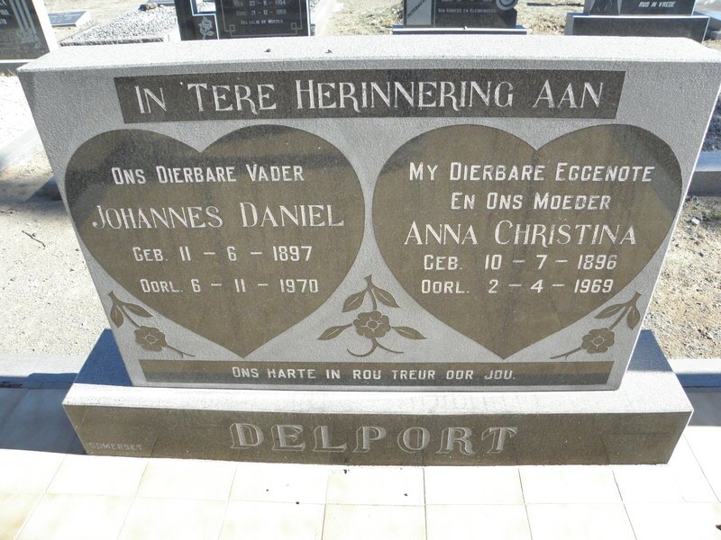DELPORT Johannes Daniel 1897-1970 &amp; Anna Christina 1896-1969